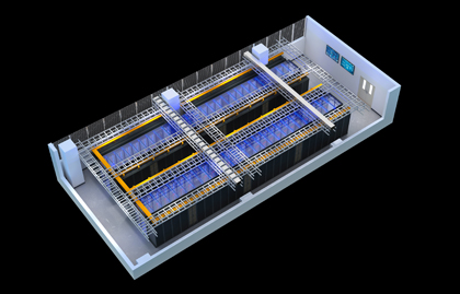 徐州机房效果图制作_微模块冷通道俯视图渲染